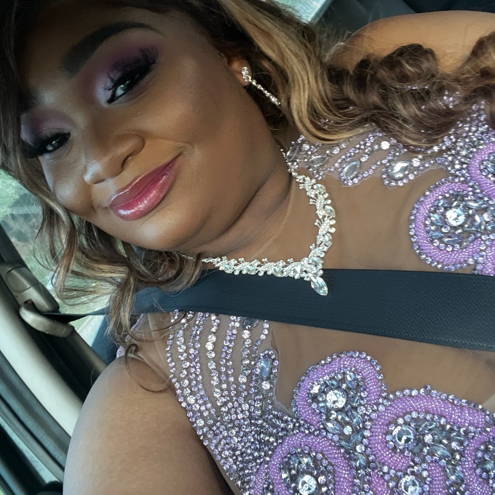 Elegant Purple Beaded Prom Dress from alglist💜